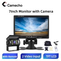 Camecho กระจกมองหลังจอ LCD 7หน้าจอรถแบบขนาดนิ้วกันน้ำ4pin IR Kamera Spion กลางคืนสำหรับรถบัสรถบรรทุก RV รถพ่วงคาราวาน