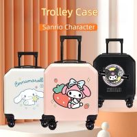 【LZ】∏♧☁  Kawaii Sanrio Trolley Case para Crianças Roda Universal Mala Bagagem Minha Melodia Cinnamoroll Kuromi Cartoon Viagem Portátil Presente