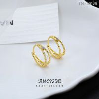 ? ornaments jewelry เครื่องประดับอัญมณี Jinmeiao S925 ต่างหูลูกปัดเงินของผู้หญิงหรูหราระดับไฮเอนด์ต่างหูเพชรต่างหูอารมณ์อเนกประสงค์ต่างหูสองชั้น