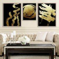 บทคัดย่อ Golden Lines Points Black Background Wall Art-นอร์ดิกโปสเตอร์และภาพพิมพ์สำหรับตกแต่งห้องนั่งเล่น