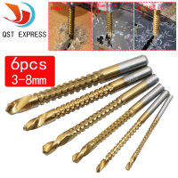 เครื่องมือ QSTEXPRESS 6ชิ้นเซ็ตเจาะและเลื่อยชุดไฮสปีดเหล็กไทเทเนียมงานไม้ไม้34566.58Mm เจาะ