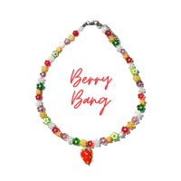 daintyme - Berry Bang! necklace สร้อยแฮนเมด ลูกปัดแก้วดอกไม้ Milliefiori สแตนเลส จี้สตอเบอรี่