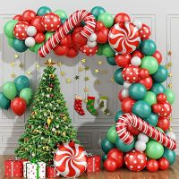 【LZ】♨  Conjunto De Decoração De Balão De Natal muletas De Arco De Árvore Filme De Alumínio De Doces Festa De Ano Novo Feriado Véspera Festa