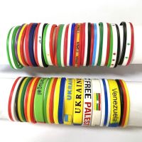 10pcs a lot Spain Syria France Iraq Yemen Hungary Italy Germany Palestine Bulgaria Russia Flag Silicone Bracelets Wristband Fashion Brooches Pins