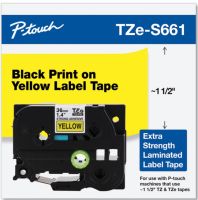 Brother Laminated Extra-Strength Black on Yellow 1 1/2 Inch Tape in Retail Packaging (TZeS661)