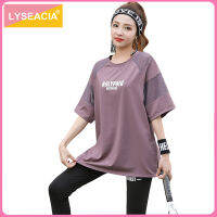 LYSEACIA Breathable โยคะโยคะสตรีเสื้อกีฬาฤดูร้อน Gym ชุดเสื้อผ้าเล่นโยคะหญิงฟิตเนสการออกกำลังกายแขนสั้นเสื้อยืดกีฬา3สี