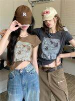 ✳☼ American retro jazz jazz dance dance top 2023 summer hot girl short slim short-sleeved T-shirt trend