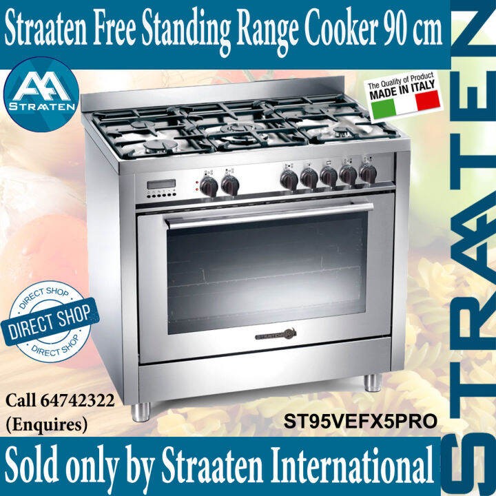 Straaten 90cm Free Standing Range Cooker ST95VEFX5PRO 5kW Brass Wok Burner  u0026 Electric Oven Stainless Steel | Lazada Singapore