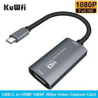 KuWFi ไปยัง USB C การ์ดบันทึกบันทึกเกมการ์ดวิดีโอ1080P HD สำหรับ MacBook Pro PS4ถ่ายทอดสดการถ่ายทอดอะแดปเตอร์ LTX3825