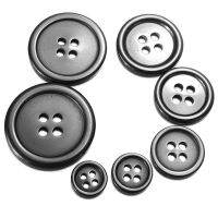 10pcs/Set 7 Sizes 4 Holes Retro Resin Black Button Decor For Sewing Crafts Clothes Coat DIY Muppet Decorative Accessories Tool Haberdashery