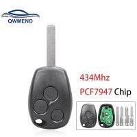 QWMEND 3แต่ปุ่มควบคุมสำหรับ Renault Kangoo I/clio III Duster Twingo DACIA Logan ชิป PCF7947กุญแจรถ434Mhz