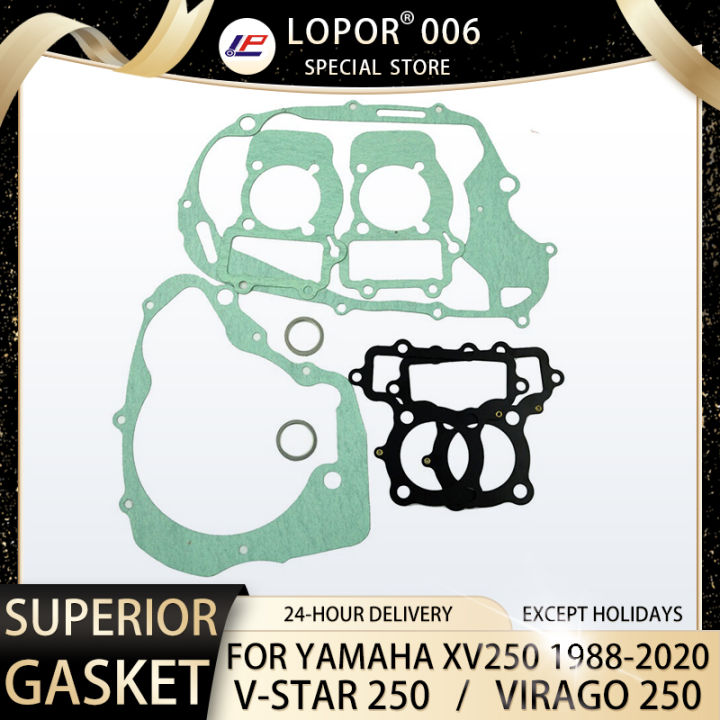 เครื่องยนต์รถจักรยานยนต์-crankcase-ฝาครอบกระบอกปะเก็นชุดสำหรับ-yamaha-xv250-route-66-route66-virago-250-virago250-1988-2020