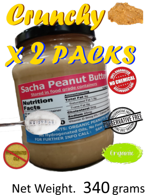 Sacha Peanut Butter (Crunchy x 2 Packs) All Natural Organic (340 grams x 2 แพ็ค) - Free Delivery, ซาช่า-เนยถั่ว (ส่งฟรี)