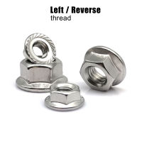 เกลียวซ้าย M4 M5 M6 M8 M10 M12 DIN6923 304 A2 สแตนเลสย้อนกลับหมุนหกเหลี่ยม Hex Serrated Lock Spinlock Flange Nut-SJK STORE