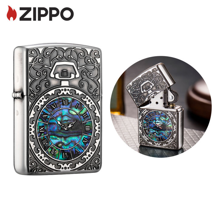 zippo-wat-ch-design-antique-silver-pocket-lighter-zbt-2-81a-lighter-without-fuel-inside-เงินโบราณ-ไฟแช็กไม่มีเชื้อเพลิงภายใน