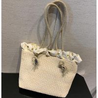 ?สินค้าขายดี? [สีอ่อน]กระเป๋าสาน กระเป๋าสะพายข้าง PILLOW BAG (A149)