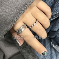 2 Piecesset of Fashionable Index Finger Female Adjustable Ring Open Smile Korean Female Aluminum Alloy - xin