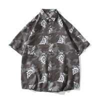 ฤดูร้อนหลวมเสื้อผู้ชายแฟชั่นพิมพ์เสื้อแขนสั้นชาย Casual Hawaiian Oversize Beach เสื้อ Hip Hop Streetwear 5XL