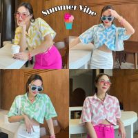 เสื้อครอปเชิ้ตพิมพ์ลายกราฟฟิก☀️Summer vibe☀️