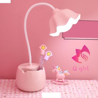 [พร้อมส่ง]โคมไฟ LED โคมไฟตั้งโต๊ะ สำหรับตกแต่งห้องนอน โคมไฟ Led USB ชาร์จปรับสำหรับเด็กเด็กการอ่านการศึกษาข้างเตียงห้องนอนห้องนั่ง[สินค้าใหม่]