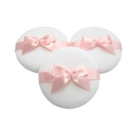 3pcs 3.8 Inch Powder Puff Microfiber Washable Puff with Bow Tie for Body Powder Loose Powder Cosmetic Makeup