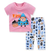 Girls fashion (1-6year old) Lovely suit with short-sleeved top + pants girl suits pure cotton fashion set