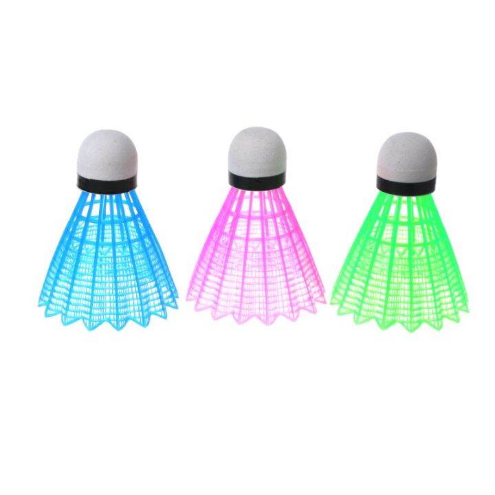 3pcs-led-luminous-badminton-dark-night-colored-plastic-foam-glowing-shuttlecocks-y51d