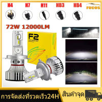 [มีในสต็อก ส่งจากกรุงเทพฯ]ไฟ LED F2 ขั้ว H4 H7 H11 9006 9005 ไฟหน้า ไฟหน้ารถ หลอดไฟหน้ารถรถยนต์ หลอดไฟรถ หลอดไฟหน้า รุ่น LED HEADLGHT 72W 12000LM 6000K