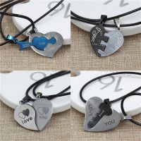 Heart Shape Paired Pendant Couple Necklaces For Women Men Lovers Best Friends Titanium Steel Pendant Rope Chain Fashion Jewelry