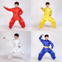 8สีจีนกังฟูเสื้อผ้าสำหรับเด็กแบบดั้งเดิม Tai Chi Wushu เครื่องแบบเด็กการแสดงบนเวทีเสื้อผ้ากางเกงชุด100-160เซนติเมตร