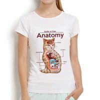 เสื้อยืดผ้าฝ้ายHarajuku เสื้อผู้หญิง Anatomy แมวตลก T เสื้อผู้หญิงฤดูร้อน Cal Tops Femme Kawaii Meow เสื้อยืดกราฟิก ropa Mujer