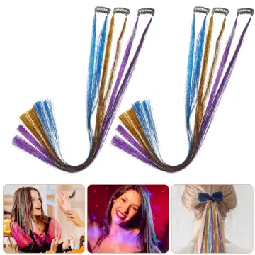 40 HAIR Tinsel Bling EXTENSIONS Sparkly Highlight Streak Xmas New Year  Club