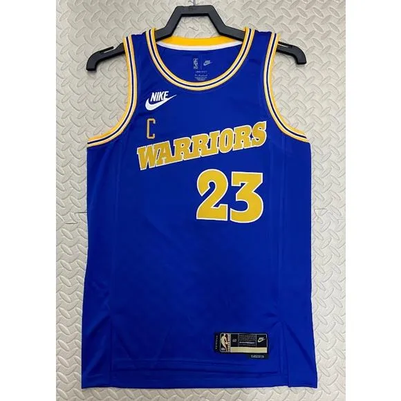 US$ 26.00 - 22-23 WARRIORS GREEN #23 Royal blue Top Quality Hot Pressing  NBA Jersey (Trapeze Edition) - m.