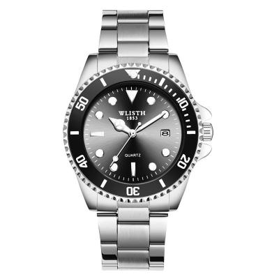 นาฬิกาควอทซ์สแตนเลสนาฬิกาข้อมือธุรกิจคลาสสิกของผู้ชายกันน้ำปฏิทินผู้ชายดูหรูหรา