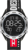 Diesel Mens Crusher Lightweight Nylon Digital Sport Watch Black Nylon