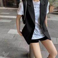 YS Advanced Rhinestone Letters Lapel Silhouette Vest Coat Women S