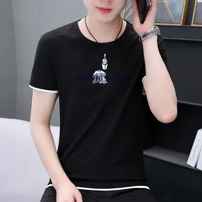 [COD] short-sleeved t-shirt mens new printed T-shirt Korean version of the trendy brand foreign trade large size student advertising