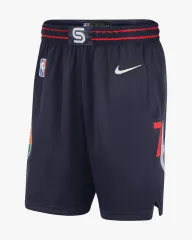 2021-22 New Original NBA Brooklyn Nets Basketball Jersey Shorts for Men  Swingman Heat Pressed Retro City Edition Navy Blue with 75th Anniversary  Silver Diamond Swoosh