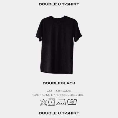 DSL001 เสื้อยืดผู้ชาย (คอกลม/คอวี) เสื้อยืดสีพื้น Double Black (สีดำ) เสื้อผู้ชายเท่ๆ เสื้อผู้ชายวัยรุ่น