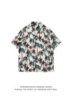 Coconut tree full print Hawaiian short-sleeved shirt mens summer street loose casual couple casual shirt 【BYUE】