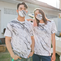 Gusnot Super Soft Marble T-Shirt Regular Fit (White) เสื้อยืด คอกลม ผู้ชาย ผู้หญิง Unisex แขนสั้น ลายหินอ่อน สีขาว