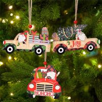 Wooden Painted Christmas Car Pendant Christmas Tree Pendant 2022 New Year Xmas Gift Merry Christmas Navidad 2023 Christmas Decor