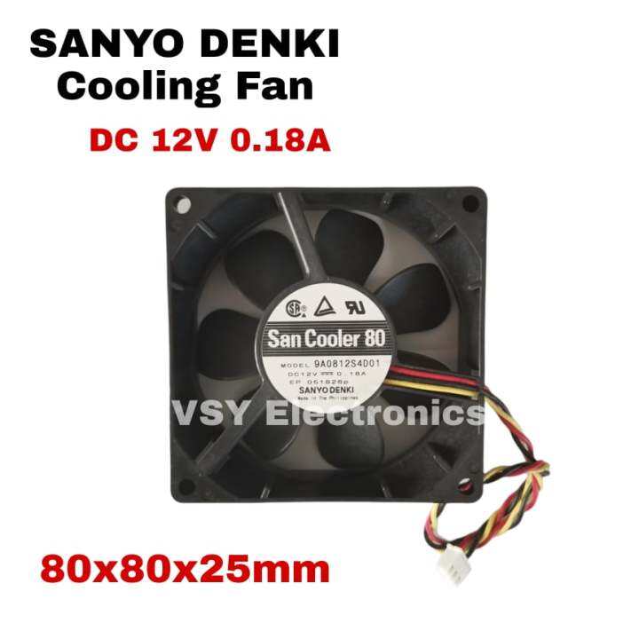 Original Sanyo Denki 9A0812S4D01 San Cooler 80 12V 0.18A 3wires Cooling ...