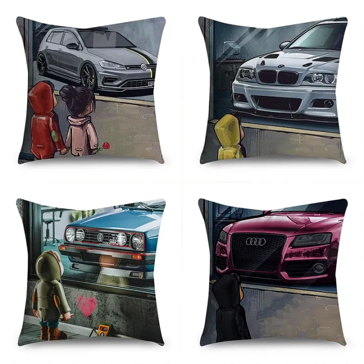 Kids Dream Car Pillowcase Cartoon Gift Cushion Cover Bedroom Home Sofa Car  Chair Seat Decor Polyester Pillow Covers 45Cm*45Cm | Lazada PH
