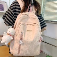 2023 New Nylon Women Backpack Female Solid Color Travel Bag Preppy Multiple Pockets Schoolbag for Teenage Girl Bookbag