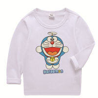 Doraemon เสื้อยืดเด็กทารกชายหญิง,เสื้อผ้าเด็กแขนยาวน่ารักลำลองผ้าฝ้ายลายการ์ตูนสำหรับฤดูใบไม้ผลิฤดูใบไม้ร่วง