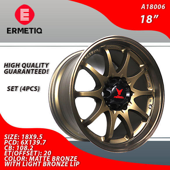 4 PCS / ERMETIQ MAGS / WHEELS / RIM 18" A18006 SIZE 18X9.5 PCD 6X139
