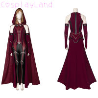 Scarlet Cosplay Witch Costume Halloween Costumes Wanda Superheroine Maximoff Battle Outfit Red Women Suit