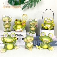 【hot】❃▩▤ NORTHEUINS Frog Ornament with Garden Figurines Courtyard Accessories