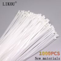 LIKOU สายไนลอนล็อกตัวเอง,ความกว้าง2มม. ความยาว60มม. 80มม. 100มม. 120มม. 150มม. 200มม. สายที่รัดสายพลาสติกสีขาว